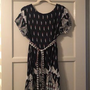 Paisley print navy dress